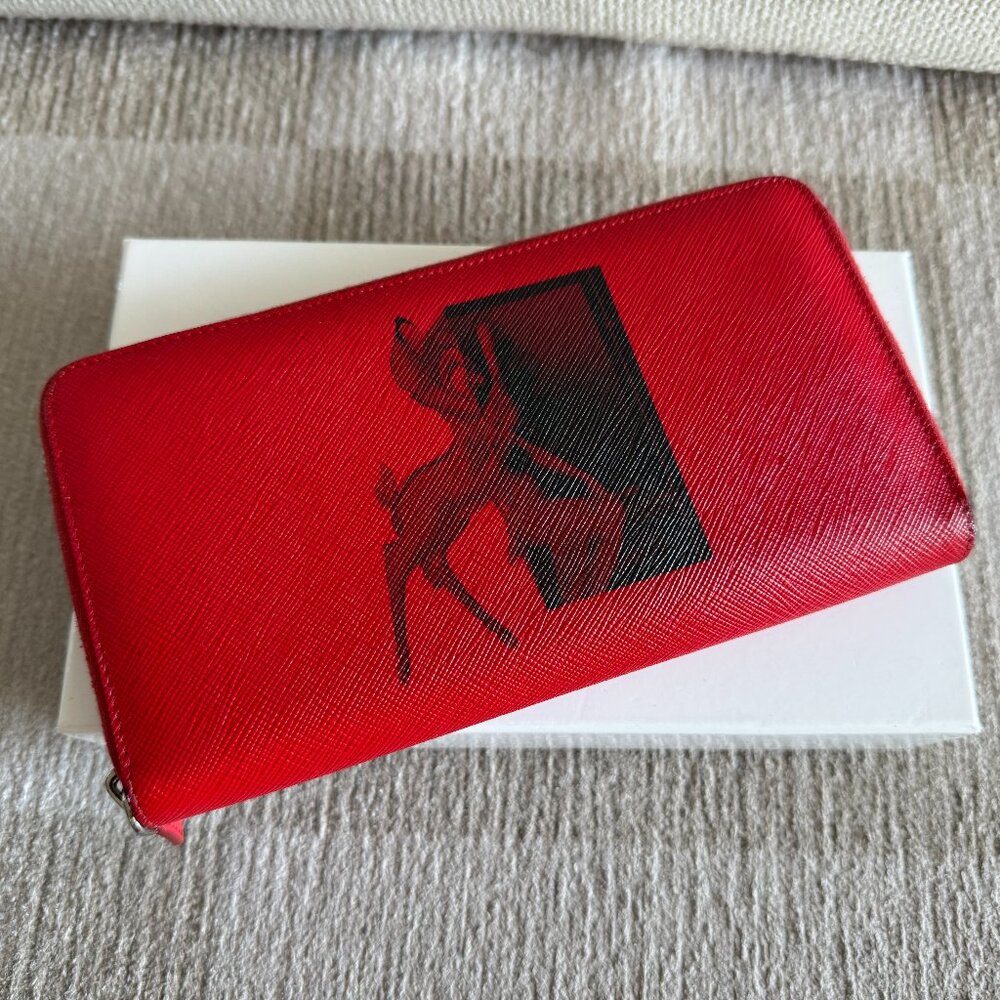 LIMITED EDITION Givenchy  Textured Coated Canvas Bambi Print Zip Around Wallet